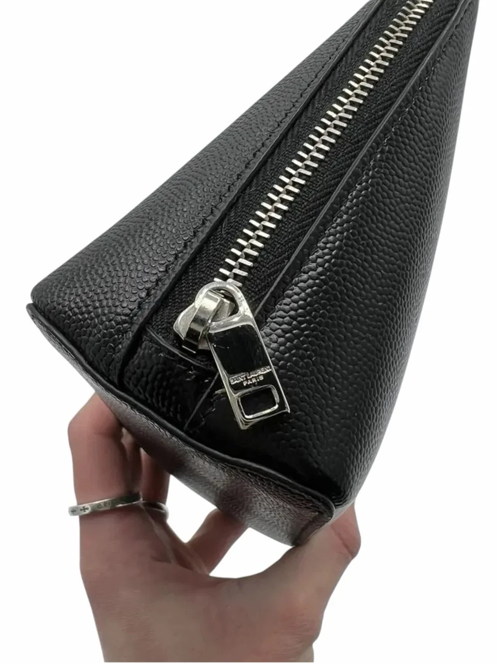 Saint Laurent ‘Exclusive’ Black Pebbled Leather Cosmetic Bag With Dust Bag + Box - Picture 3 of 7